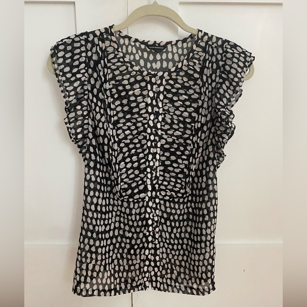 Club Monaco black and white blouse